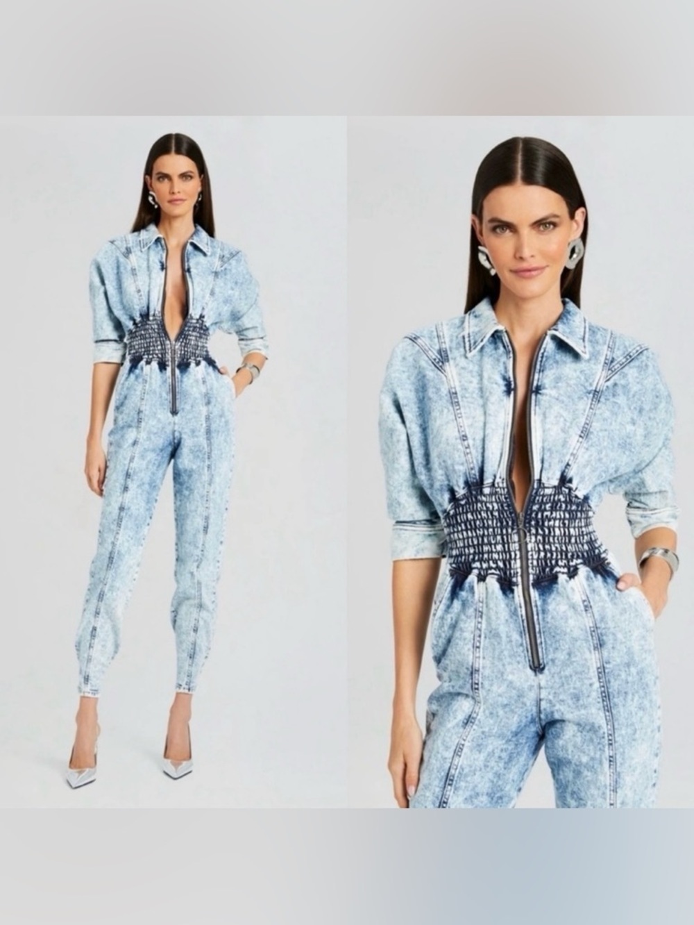 NWT Retrofete Eti Denim Jumpsuit In Light Blue Acid Wash Size Small